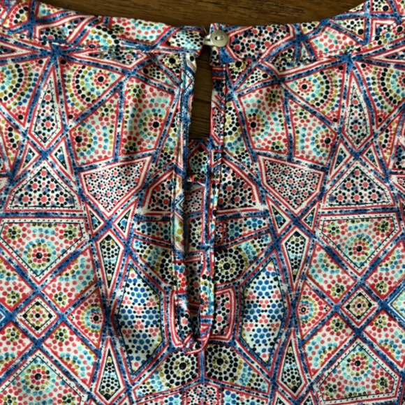 Artisan Ny Blue Red Geometric Abstract Modern Print Top Women's Size Ext… - Picture 8 of 13